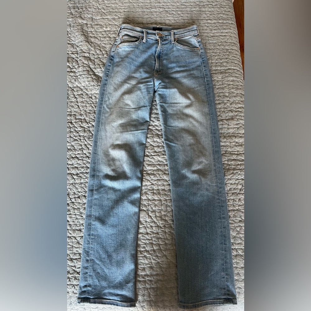 MOTHER Blue Straight Leg Jeans Stonewashed Finish